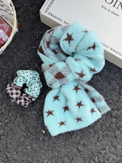 Star Plaid Plush Scarf