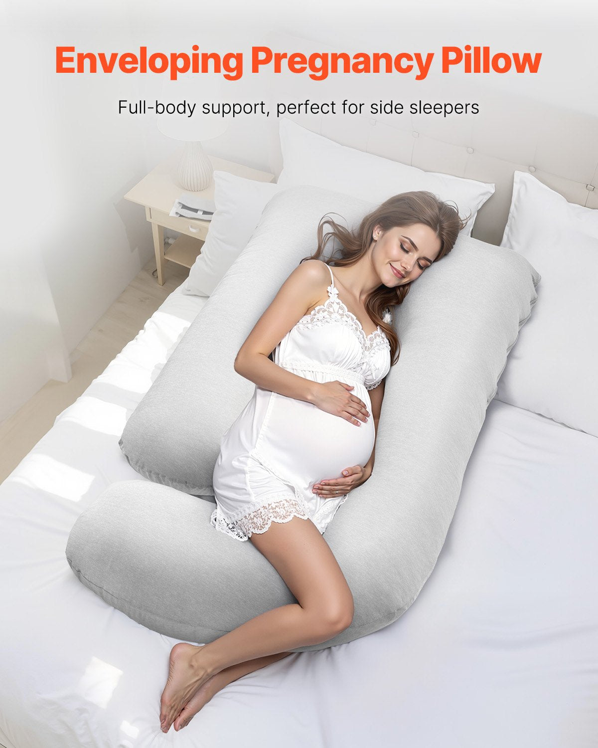Pregnancy Pillow, G-Shaped Maternity Pillow For Sleeping, Full-Body Support Pillow With Removable & Washable Cover, Soft And Breathable Pregnancy Body Pillows For Back, Belly, Hips, Legs Relief