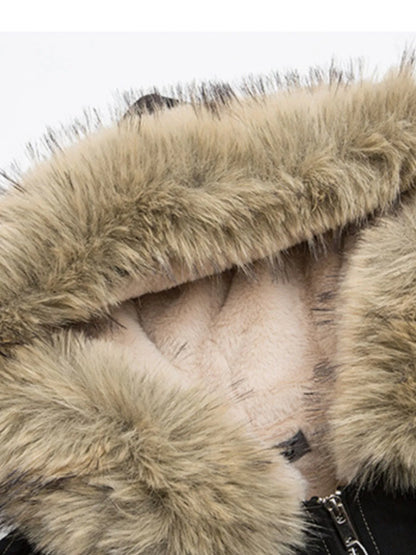 Men's Faux Fur Hooded Zip Up Jacket
