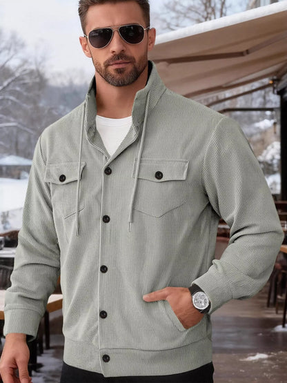 Men's Full Size Casual Corduroy Button-Down Jacket Plus Size