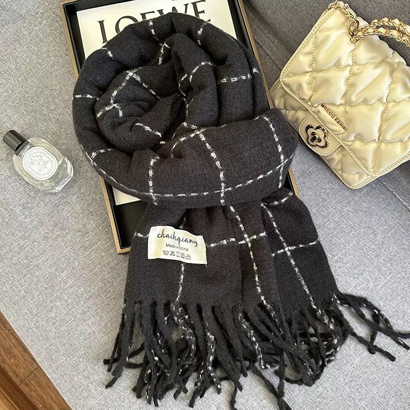 Fringe Plaid Scarf