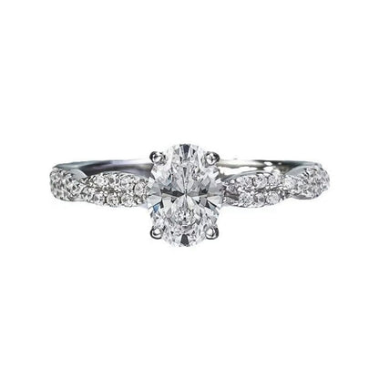 1 Carat Moissanite 925 Sterling Silver Oval Ring