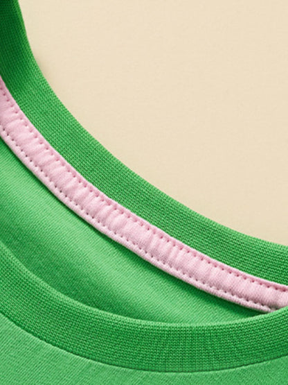 Children's Rabbit Embroidered Cap Sleeve T-Shirt