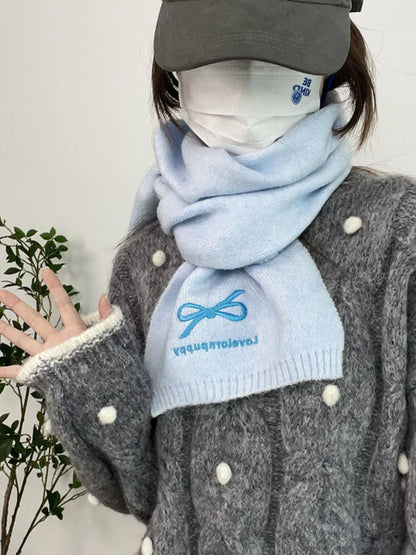 Embroidered Bowknot Scarf