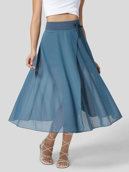 Slit Flowy Skirt with Shorts Liner