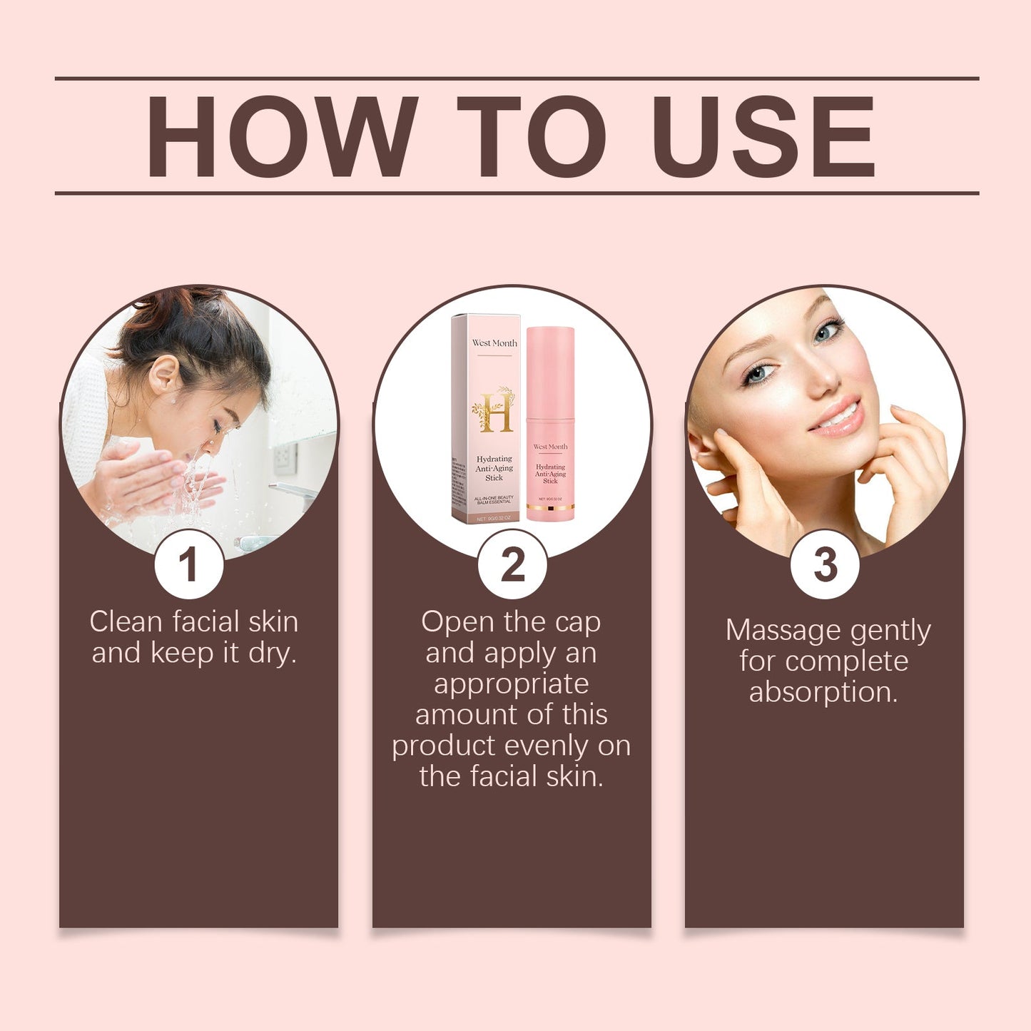 West&Month Fade Wrinkles Hydrating Stick, Moisturizing Lift Firming Hydrating Moisturizing Facial Stick