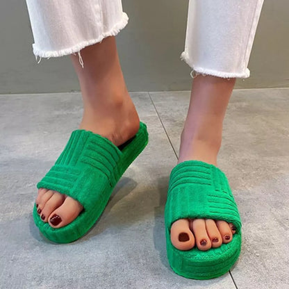 Open Toe Platform Slippers