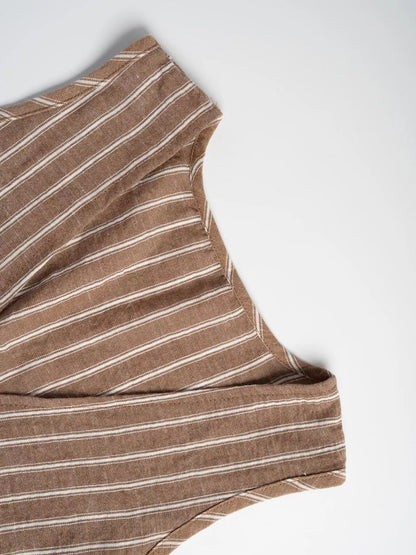 Striped Sleeveless Top and Wide Leg Pants Set