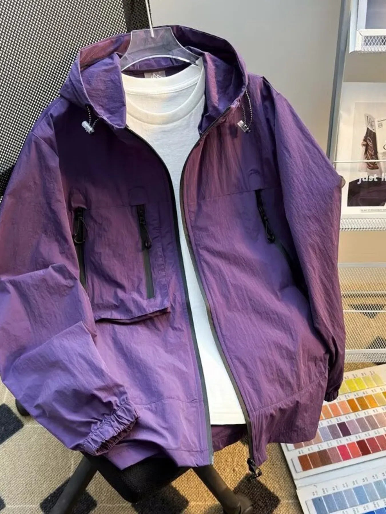 Men's Plus Size Lightweight Hooded Windbreaker Jacket