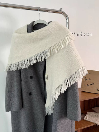 Fringe Trim Knit Scarf