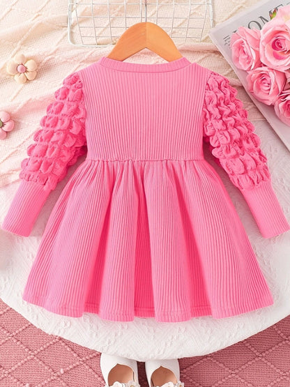 Children's Honey Bubble Texture Sleeve Dress