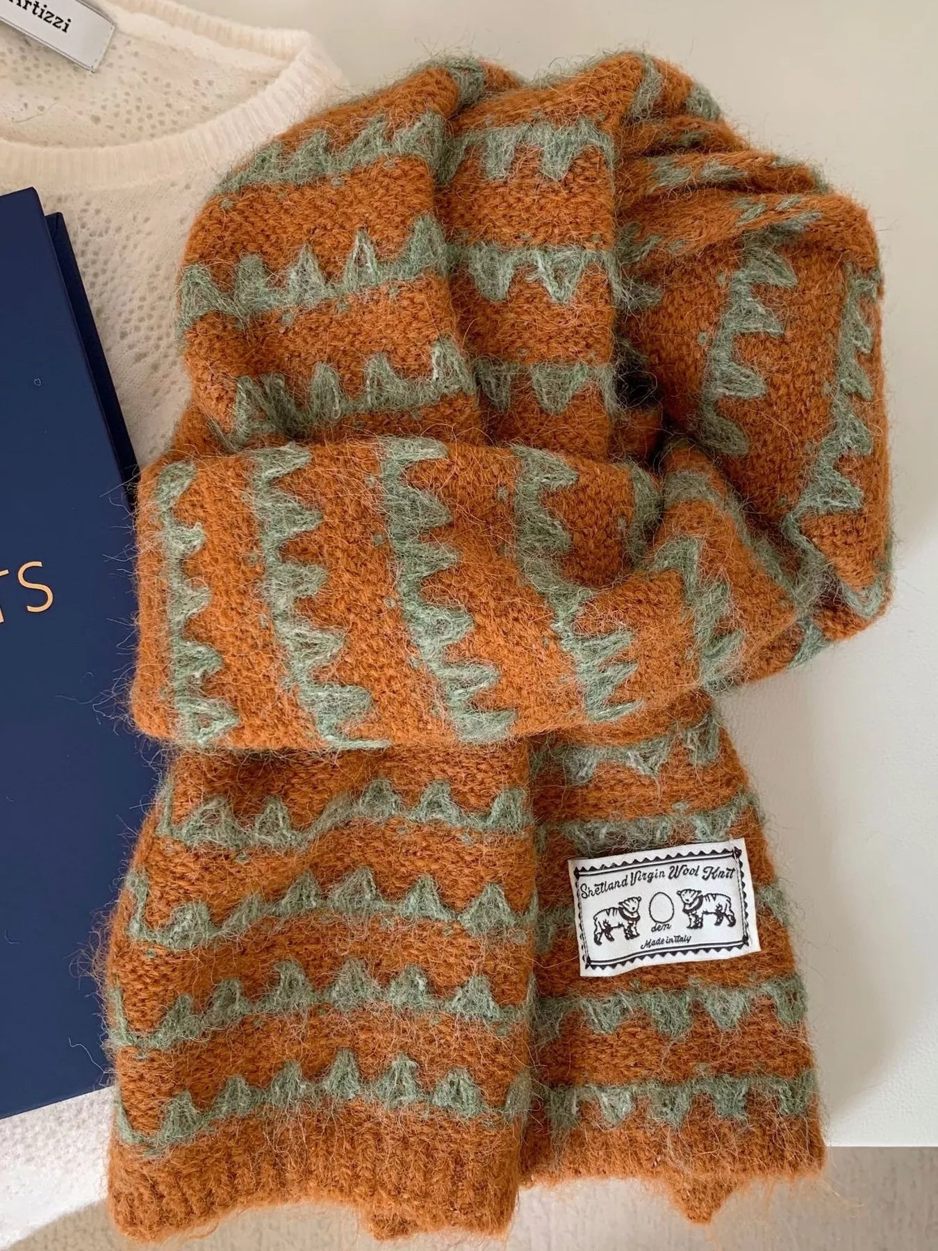 Vintage Knitted Pattern Scarf