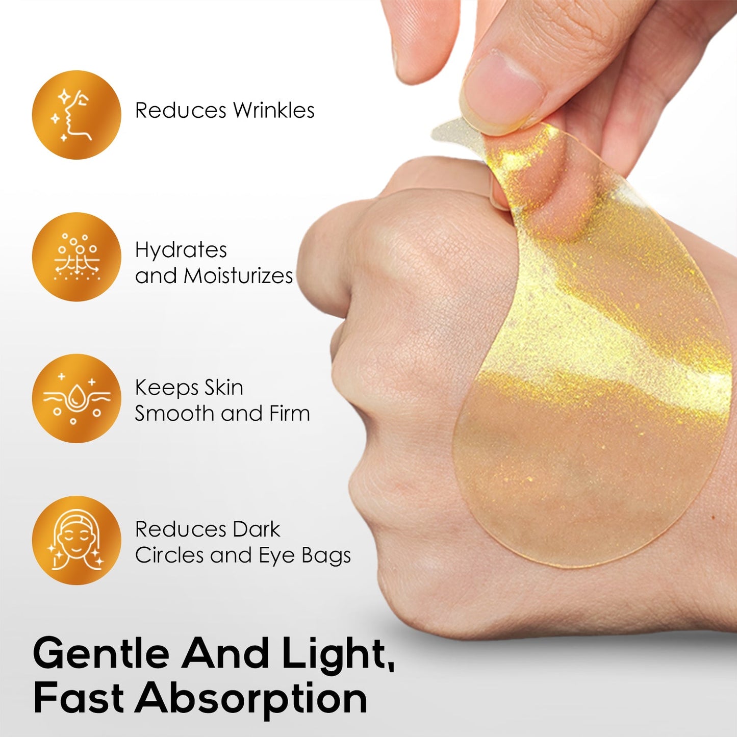 Golden Peptide Collagen Eye Mask, Moisturizing Eye Patches For Puffy Eyes And Dark Circles, 60PCS Hydrating Skincare