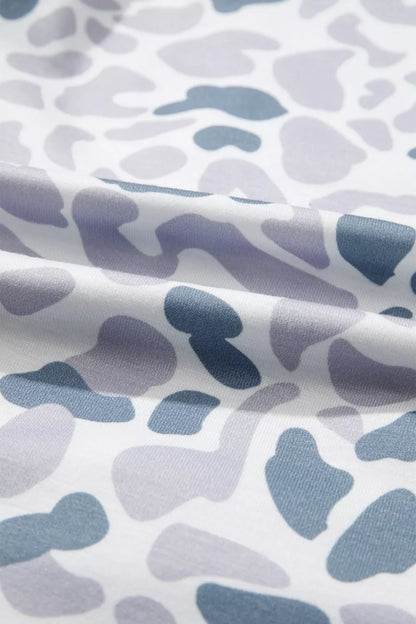 Camouflage Print Lapel Shirt Drawstring 2pcs Short Pajama Set