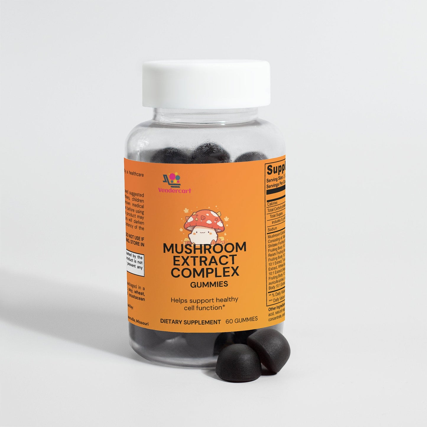 Mushroom Extract Complex Gummies Lion’s Mane Reishi Cordyceps Chaga Immune Brain Energy Support Vegan 60 Gummies USA