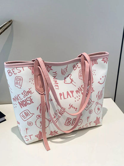 Graffiti Print Casual Tote Bag
