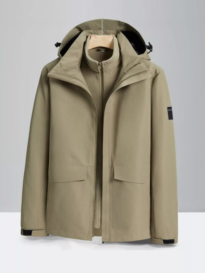 Men's Plus Size Zip Up Waterproof Hooded Jacket