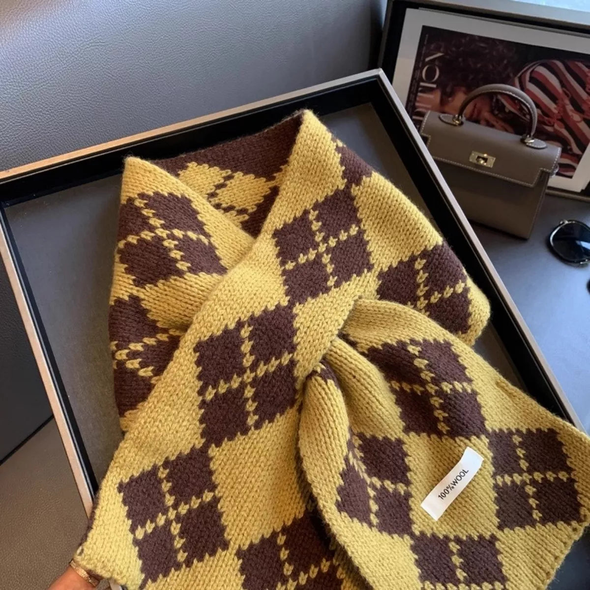 Argyle Pattern Warm Winter Scarf