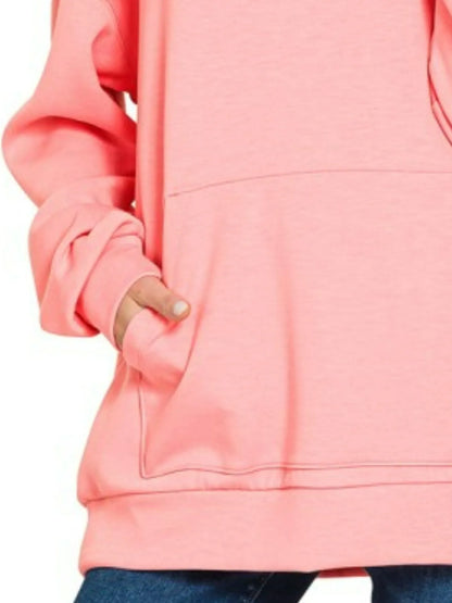 Zenana Oversized Scuba Hoodie with Kangaroo Pocket