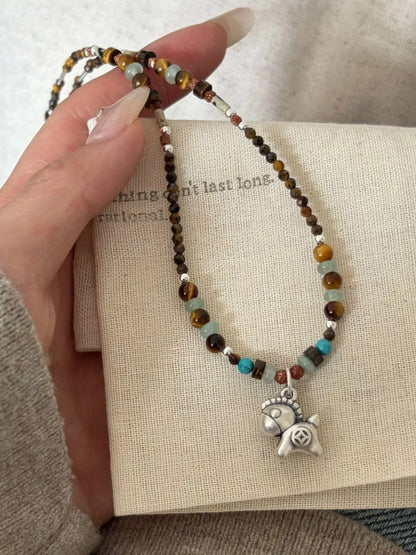 Beaded Horse Pendant Necklace