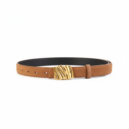 Abstract Buckle Leather Belt