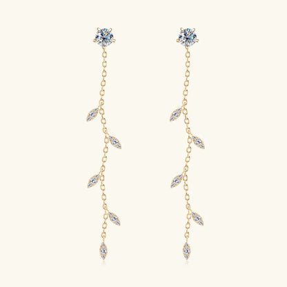 1.38 Carat Moissanite 925 Sterling Silver Leaf Earrings