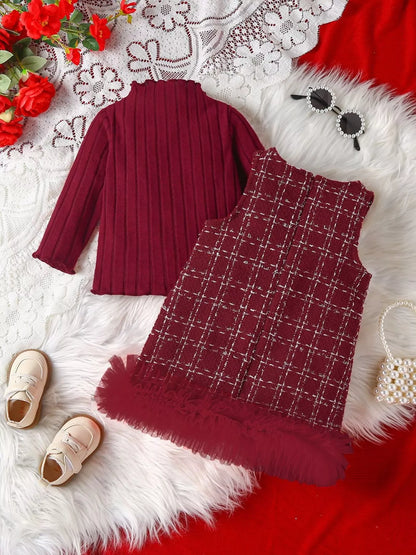 Children's Ribbed Knit Top and Dress Set