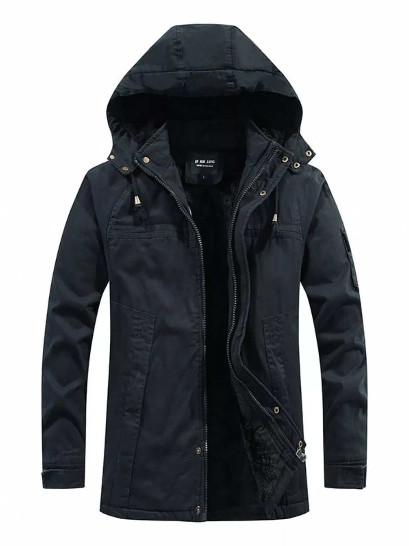 Men's Plus Size Winter Warm Hooded Zip Up Jacket