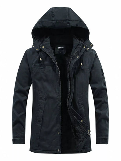 Men's Plus Size Winter Warm Hooded Zip Up Jacket