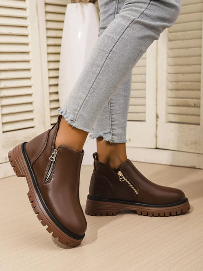 Leather Chelsea Boots with Side Zipper