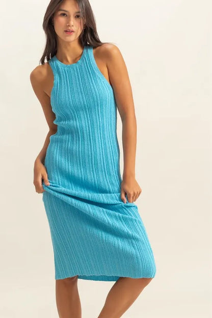 HYFVE Round Neck Bodycon Ribbed Knit Dress