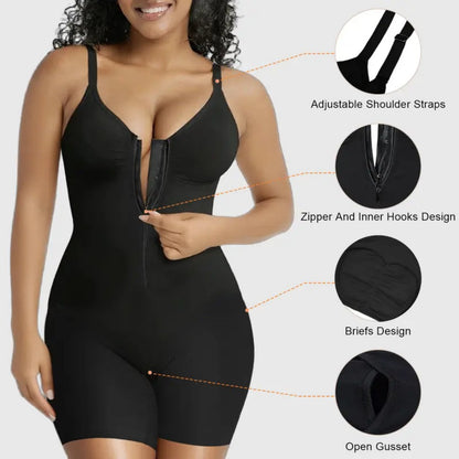 Shapewear For Women Tummy Control Bodysuits Zip-Up Comfort Ultra Stretch Fabric Customizable Fit Breathable Mesh Design Comfortable Fit