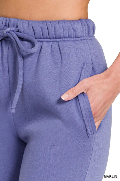 Zenana Fleece Drawstring Joggers With Pocket