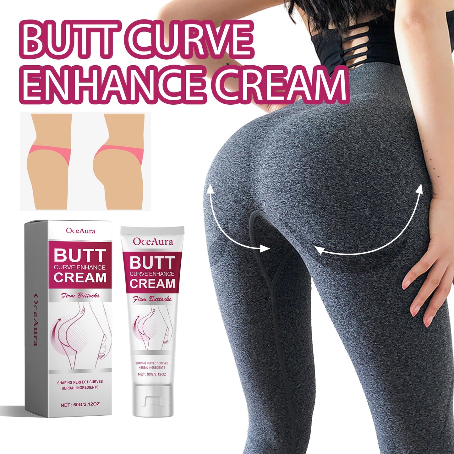 OceAura Butt Curve Enhance Cream, Hip Massage Firming Skin Slimming Show Figure Curve Ass Beautiful Buttock Cream