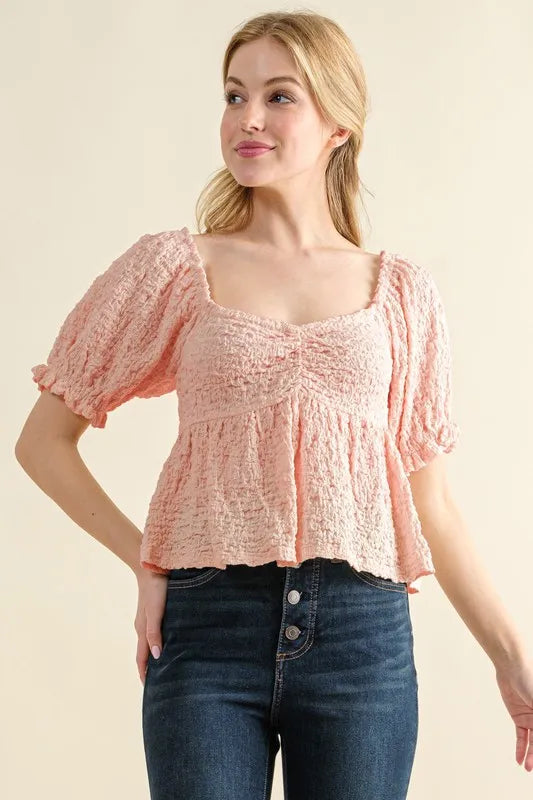 And The Why Lovely Textured and Smocked Top