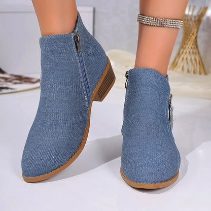 Point Toe Block Heels Boots