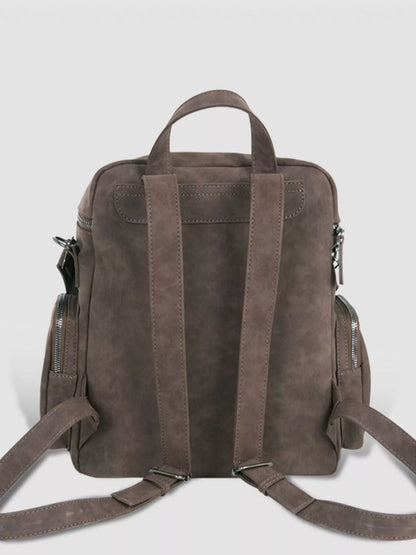 Multi-Pocket Studded Convertible Backpack Bag