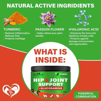 Dog Hip And Joint Supplement Arthritis Pain Relief Treats Glucosamine Chondroitin MSM Soft Chews