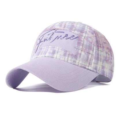 Plaid Baseball Cap with Sequin Detail