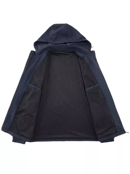 Men's Plus Size Zip Up Long Sleeve Hooded Jacket