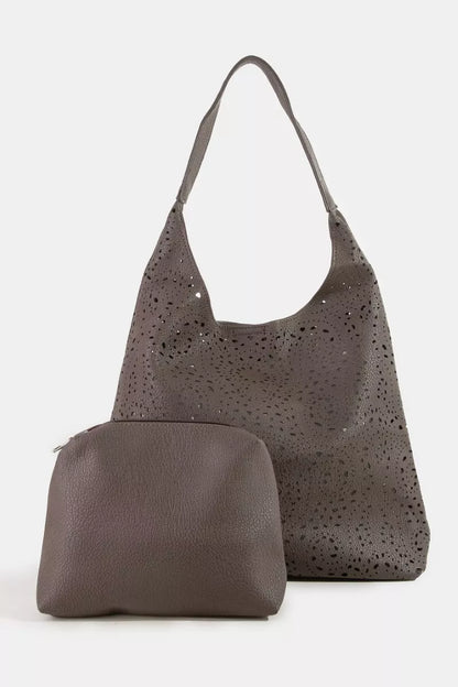 Fame Intricate Cutout Motif Leather Shoulder Bag
