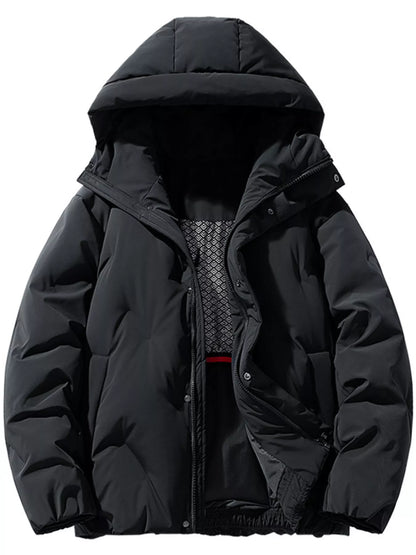 Men's Full Size Hooded Puffer Jacket with Side Pockets Plus Size