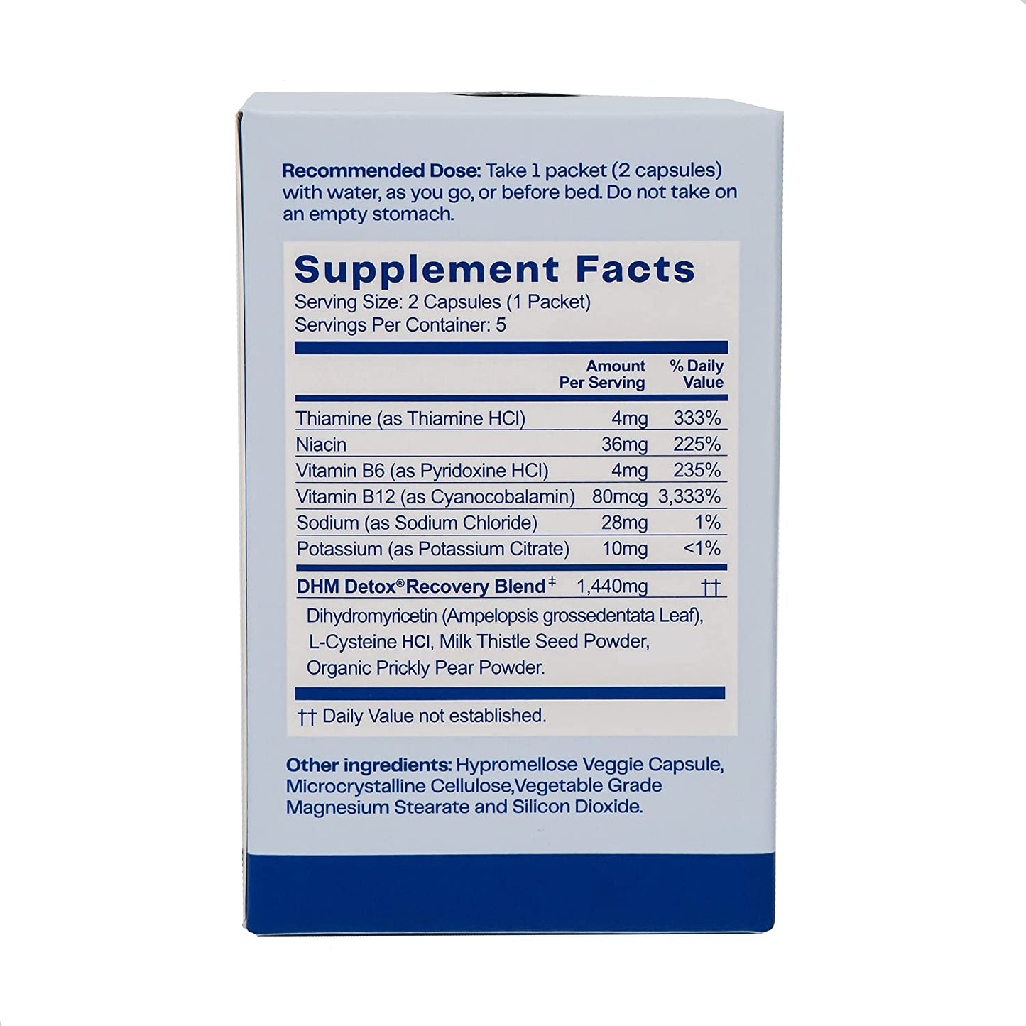 No Days Wasted DHM Detox Recovery - 5 Pack (2 Capsules Each) Helps Restore Body