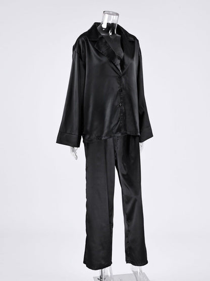 Long Sleeve Top and Wide Leg Pants Lounge Set