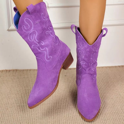 Point Toe Block Heels Boots