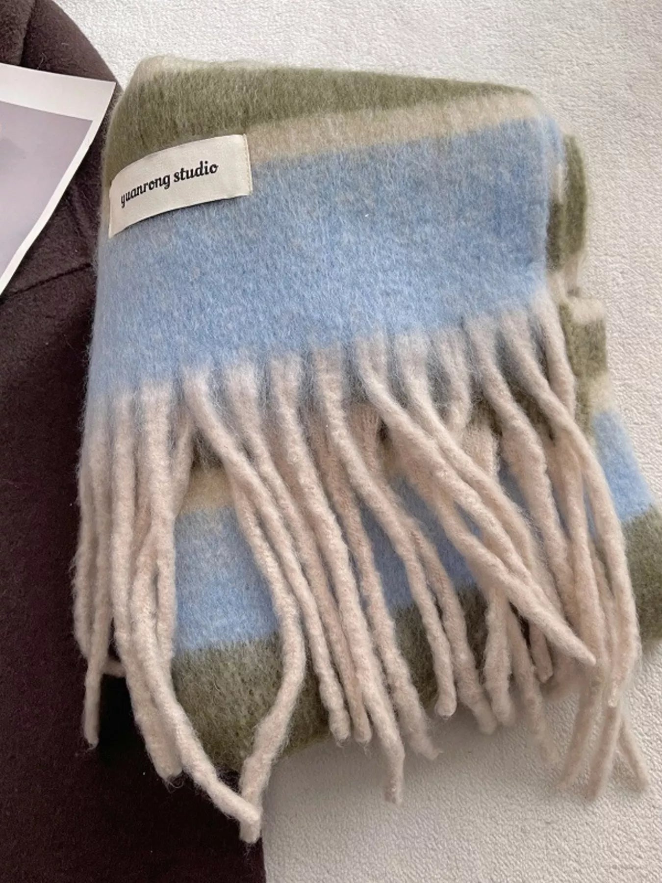 Soft Plaid Tassel Warm Scarf