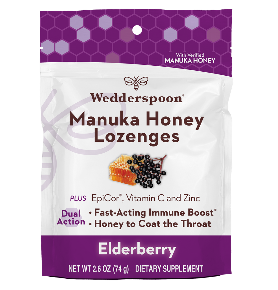 Wedderspoon Manuka Honey Elderberry Lozenges (Pack of 6, 2.6oz Jars)