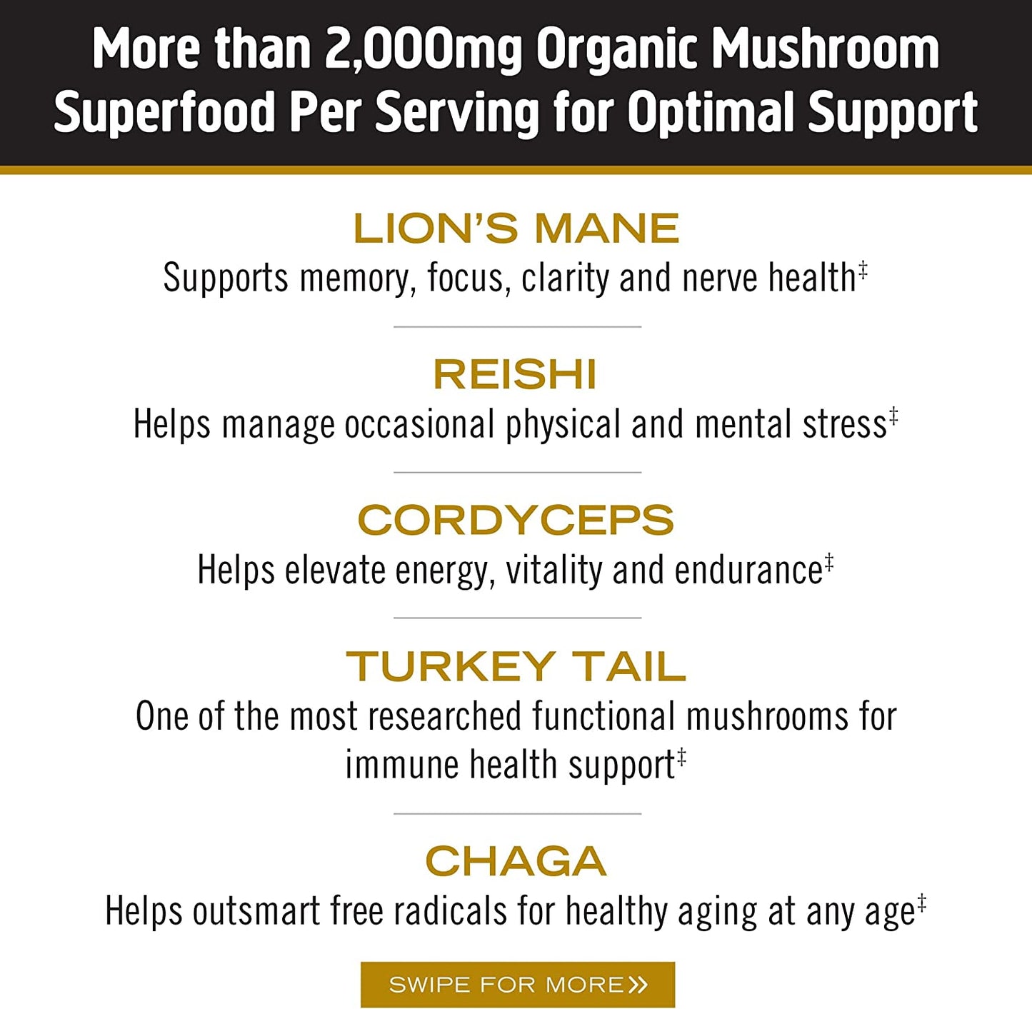 Om Mushroom Superfood: Master Blend Mushroom Capsules (80 Count)