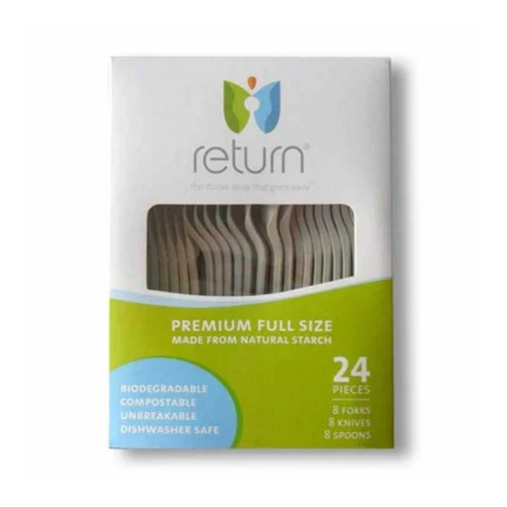 Yumi Return Compostable Combo Cutlery, 100% Natural Starch, (24 Pieces)