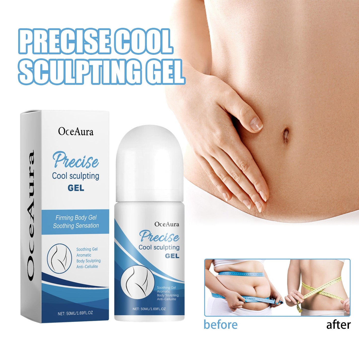 OceAura Precise Cool Sculpting Gel, Firming Thigh Muscles Abdominal Fat Shaping Slimming Body Care Ball